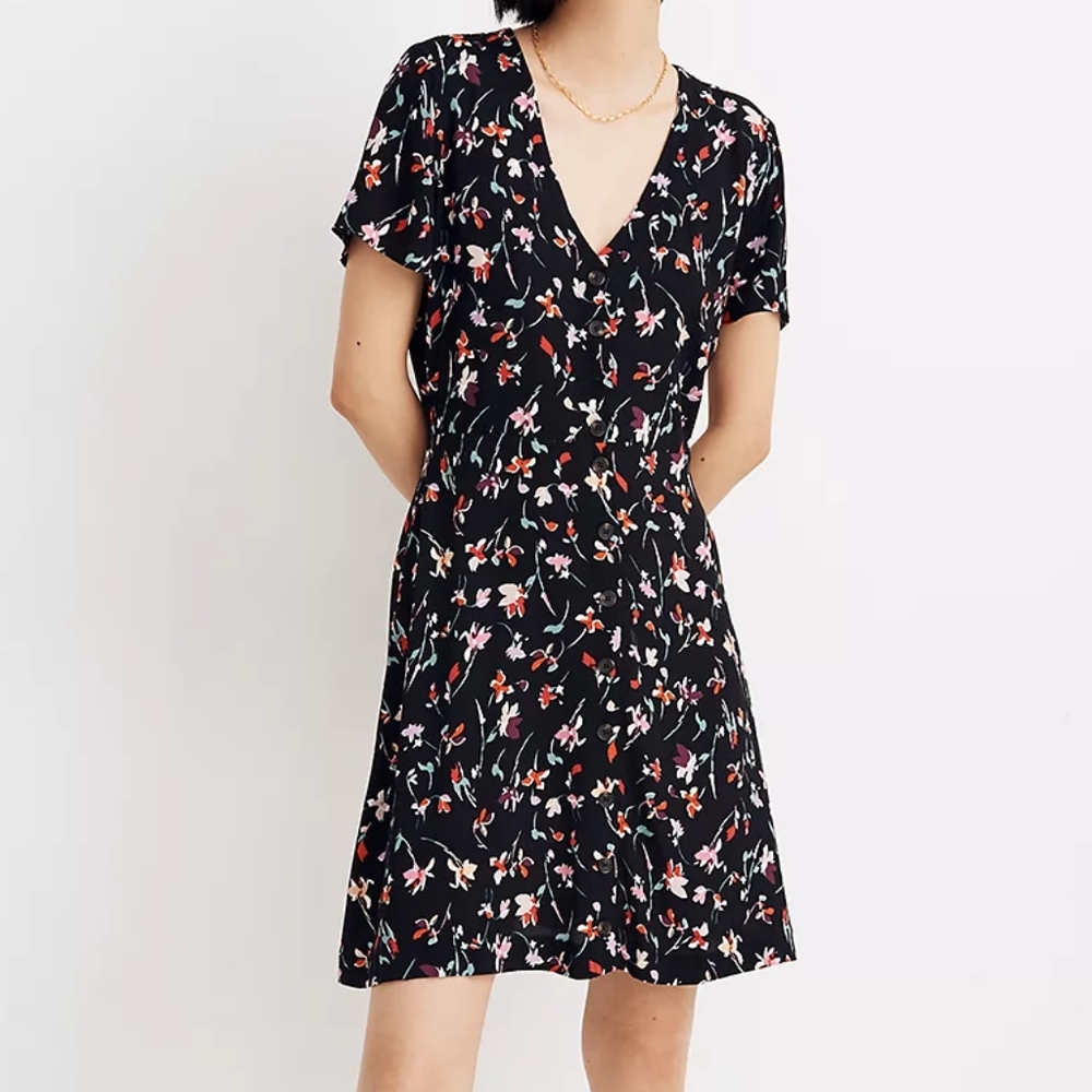 Madewell V-Neck Button-Front Mini Dress